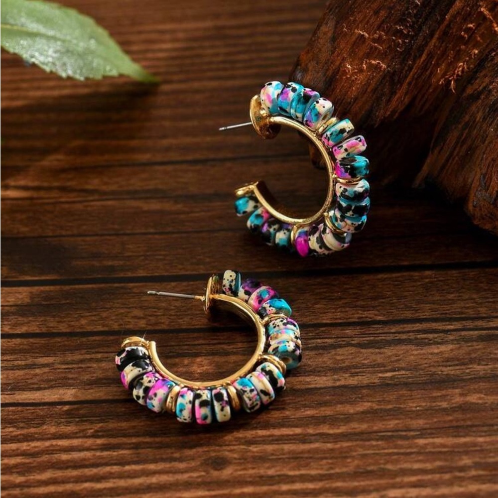 Colorful Hoop Earrings - Picture 3 of 3